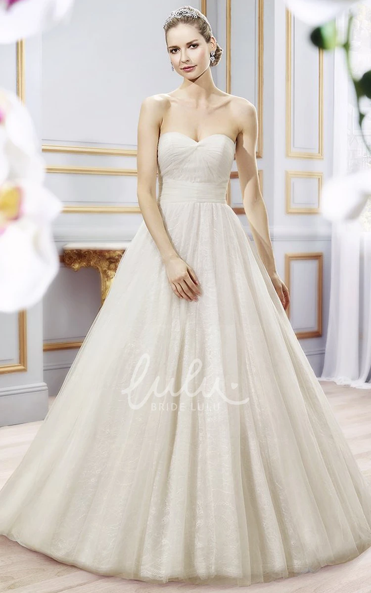 Pleated Sweetheart Ball Gown Wedding Dress with Long Tulle Skirt and Backless Style