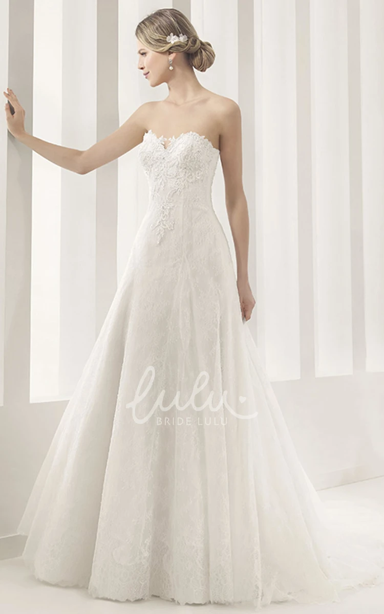 Sweetheart A-Line Lace Wedding Dress with Applique Details