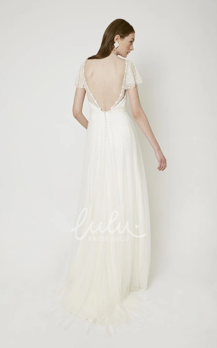 Adorable Sweep/Brush Train Jewel Neck Bridal Gown