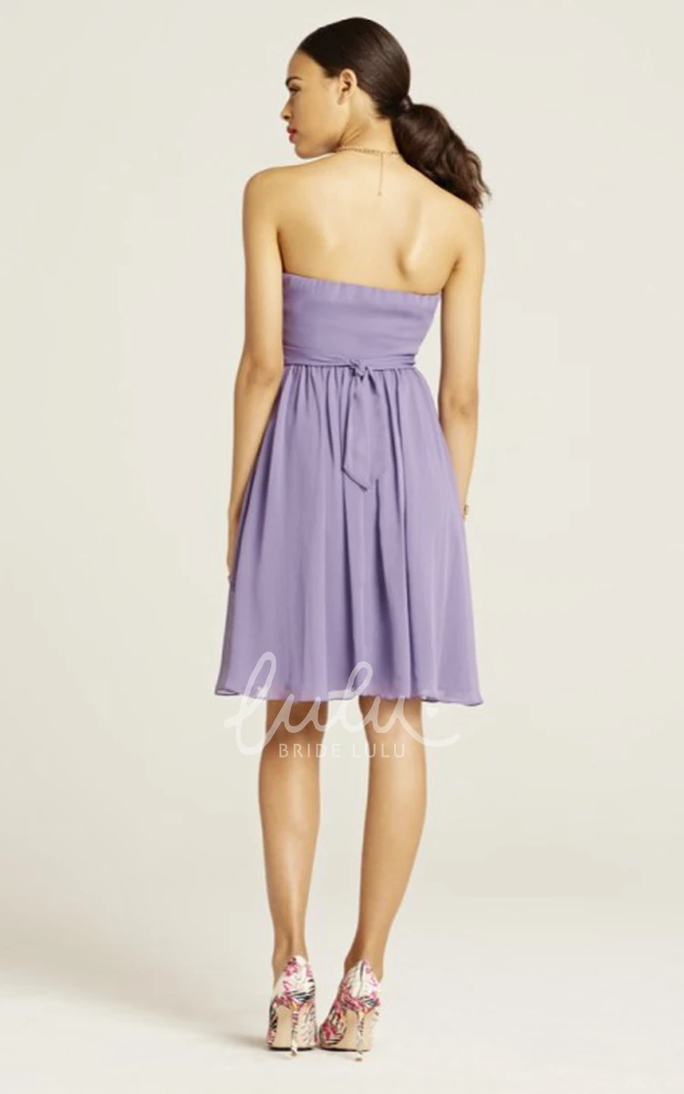 Sweetheart Ruched Chiffon Bridesmaid Dress with Bow Mini Length