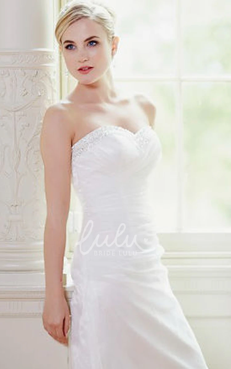 Satin&Tulle Draped A-Line Wedding Dress with Beading and Corset Back