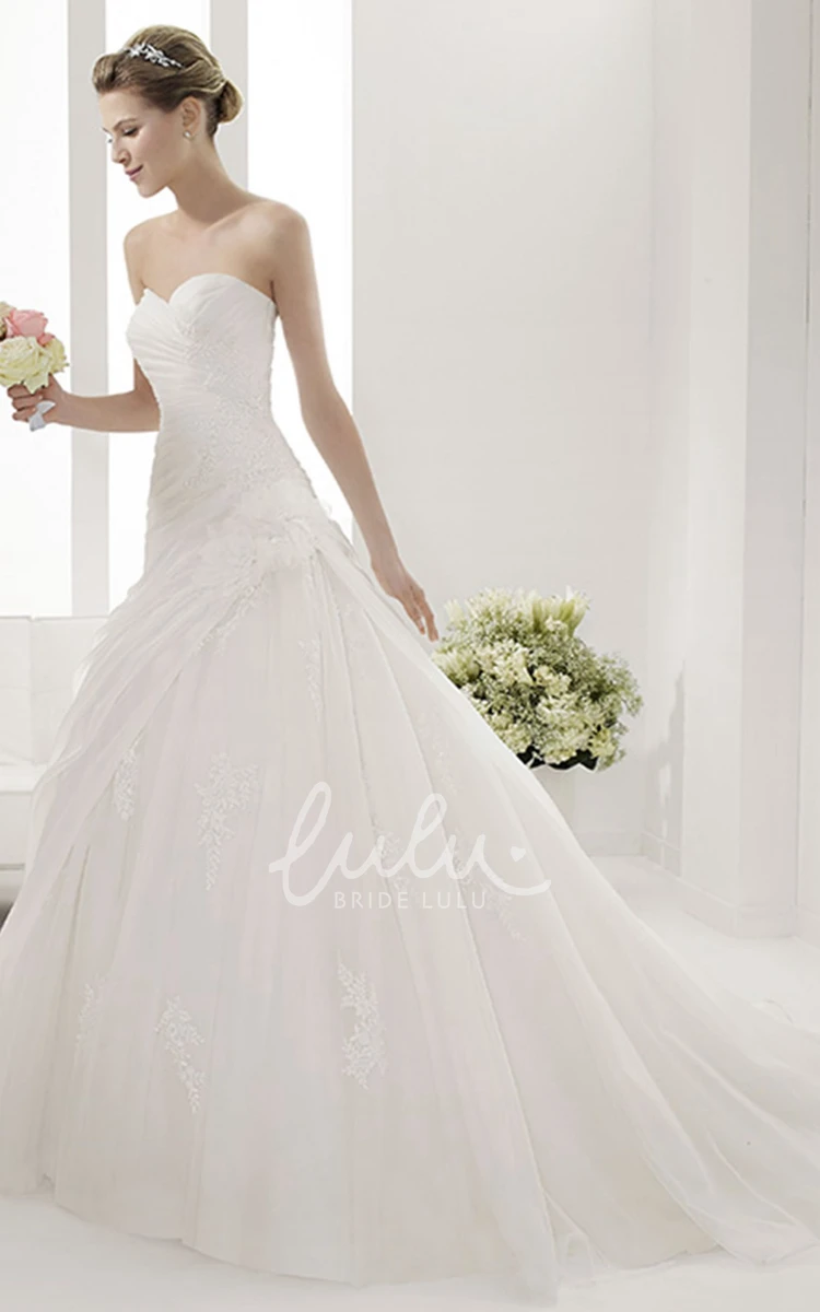 Mermaid Bridal Gown with Criss-Cross Sweetheart Neckline and Floral Appliques