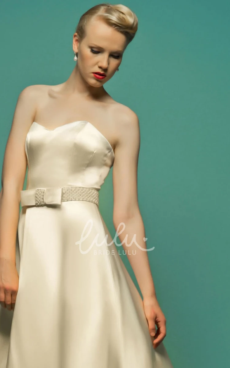 Jeweled V-Neck Half-Sleeve Satin Cape Wedding Dress