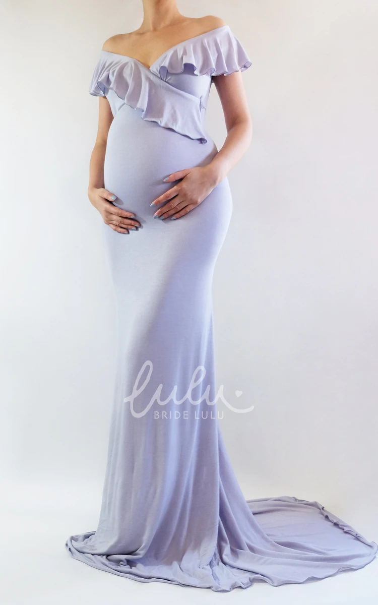 Simple Maternity Prom Dress with Sheath Silhouette and Brush Train