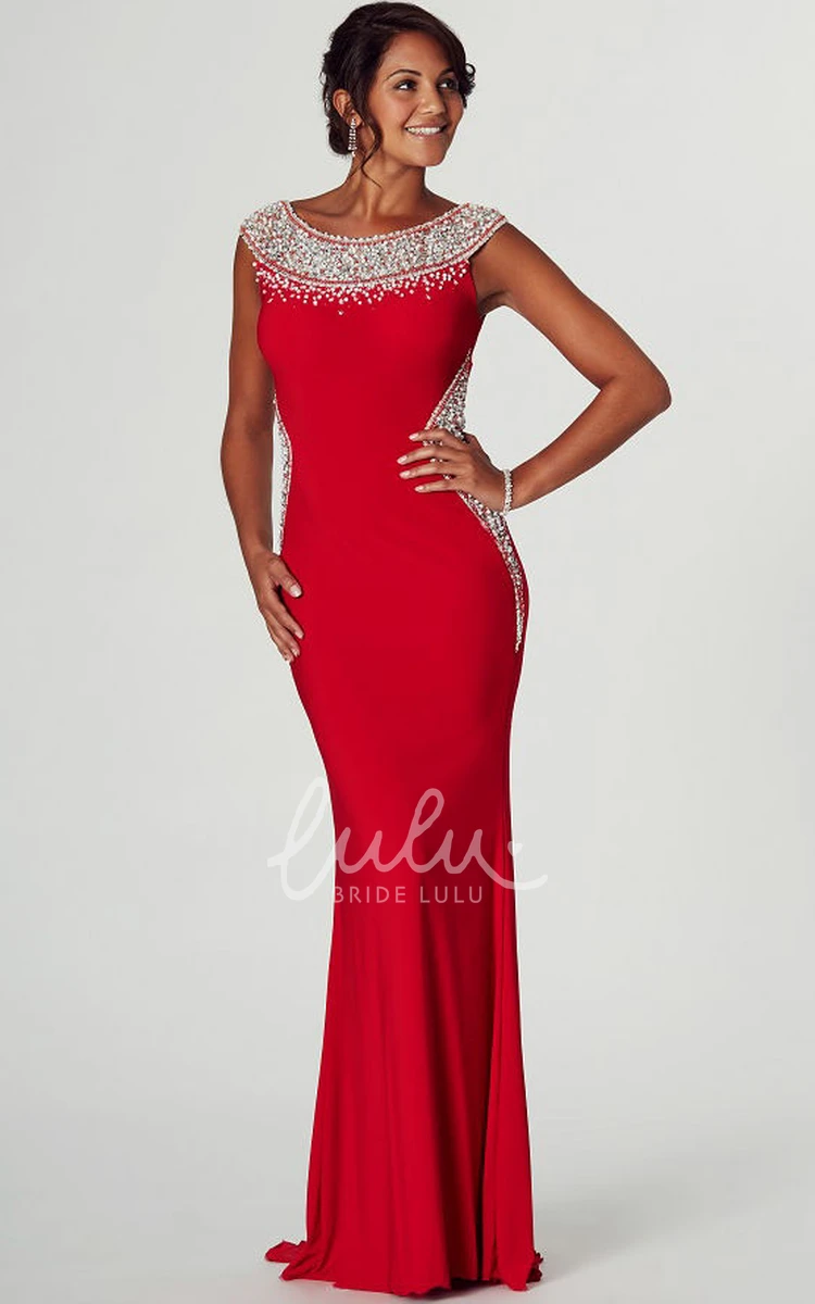 Beaded Jersey Prom Dress with Scoop Neck and Pencil Silhouette Modern Prom Dress 2024