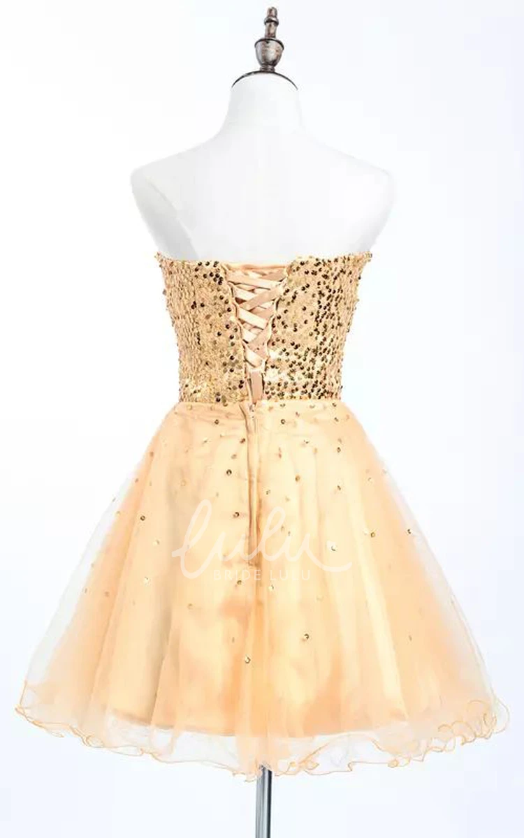 Sweetheart Sequin Tulle A-line Sleeveless Mini Homecoming Dress