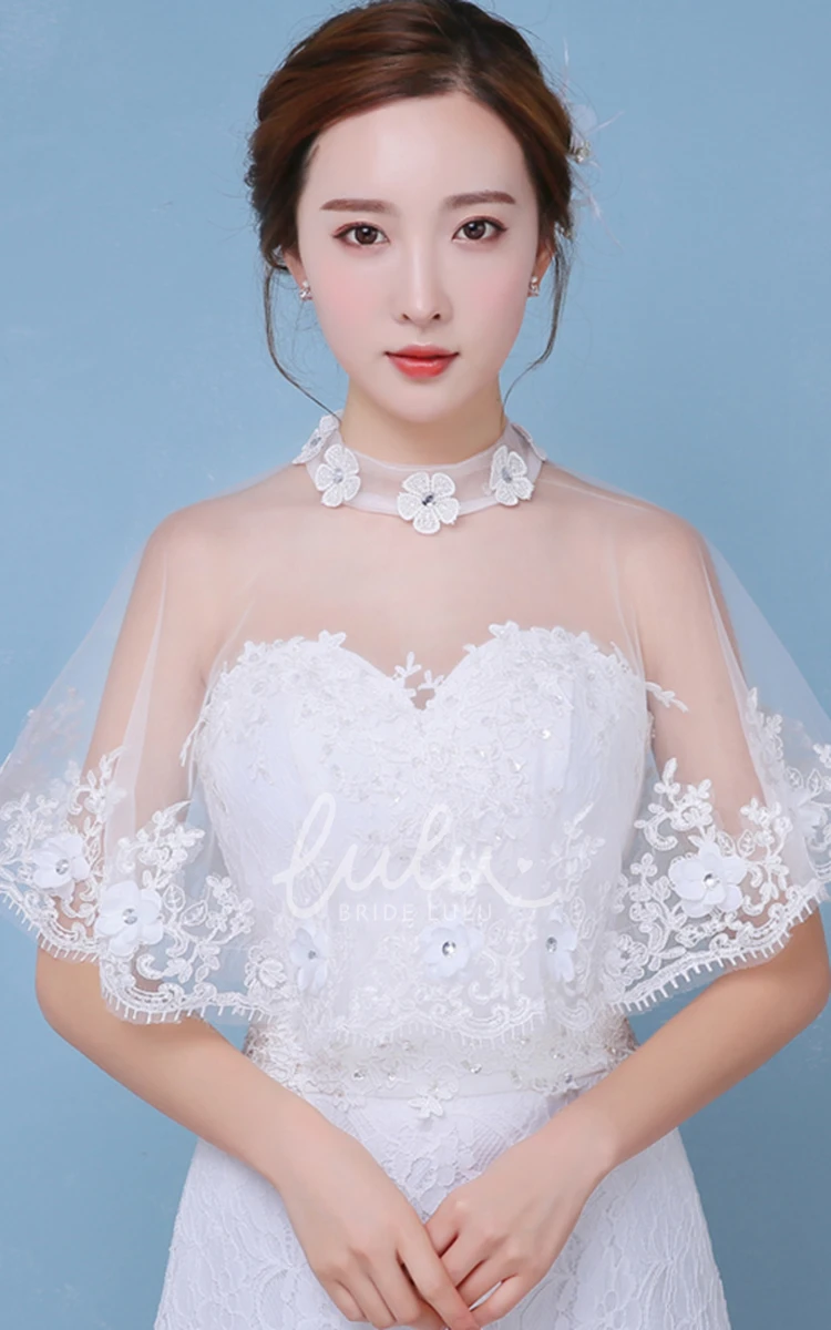 Sweet High-necked Lace Shawl for Wedding Dress New and Flowy