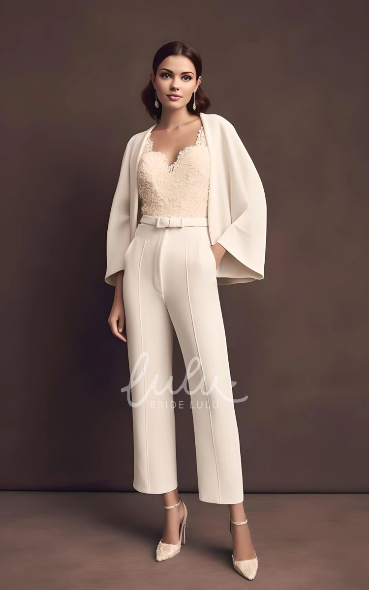 Elegant Chiffon Wedding Jumpsuit 2024 Long Sleeve Beach Country Garden Ankle-length