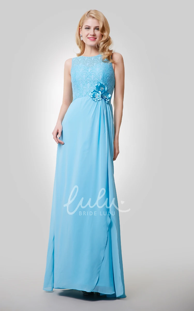 Beaded Flowers A-Line Sleeveless Bridesmaid Dress