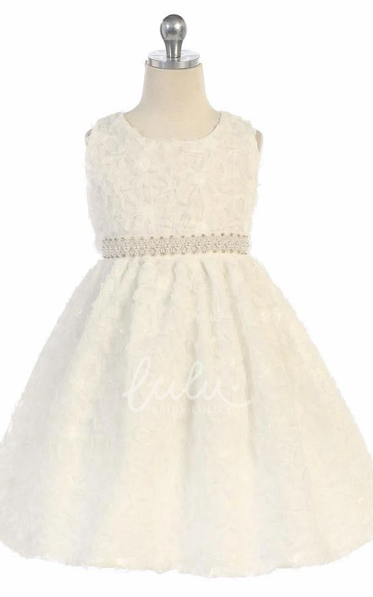 Beaded Sequins Tea-Length Flower Girl Dress Classy and Modern