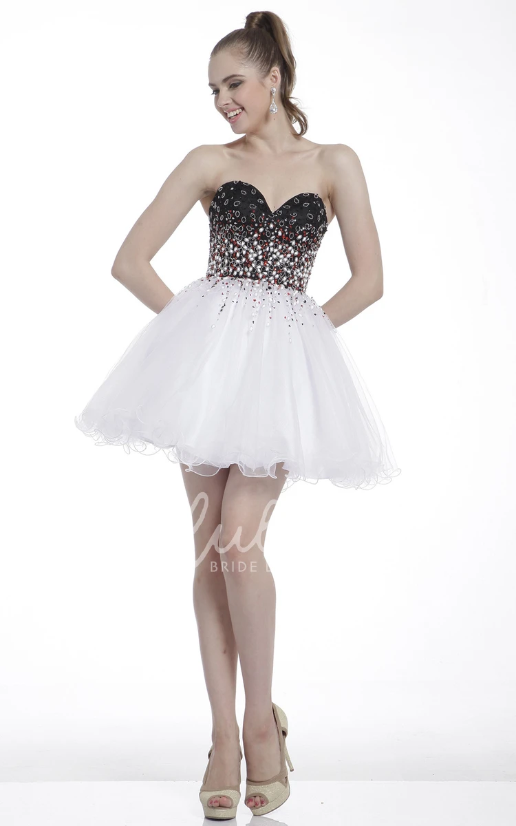 A-Line Sweetheart Beaded Ruffle Mini Formal Dress