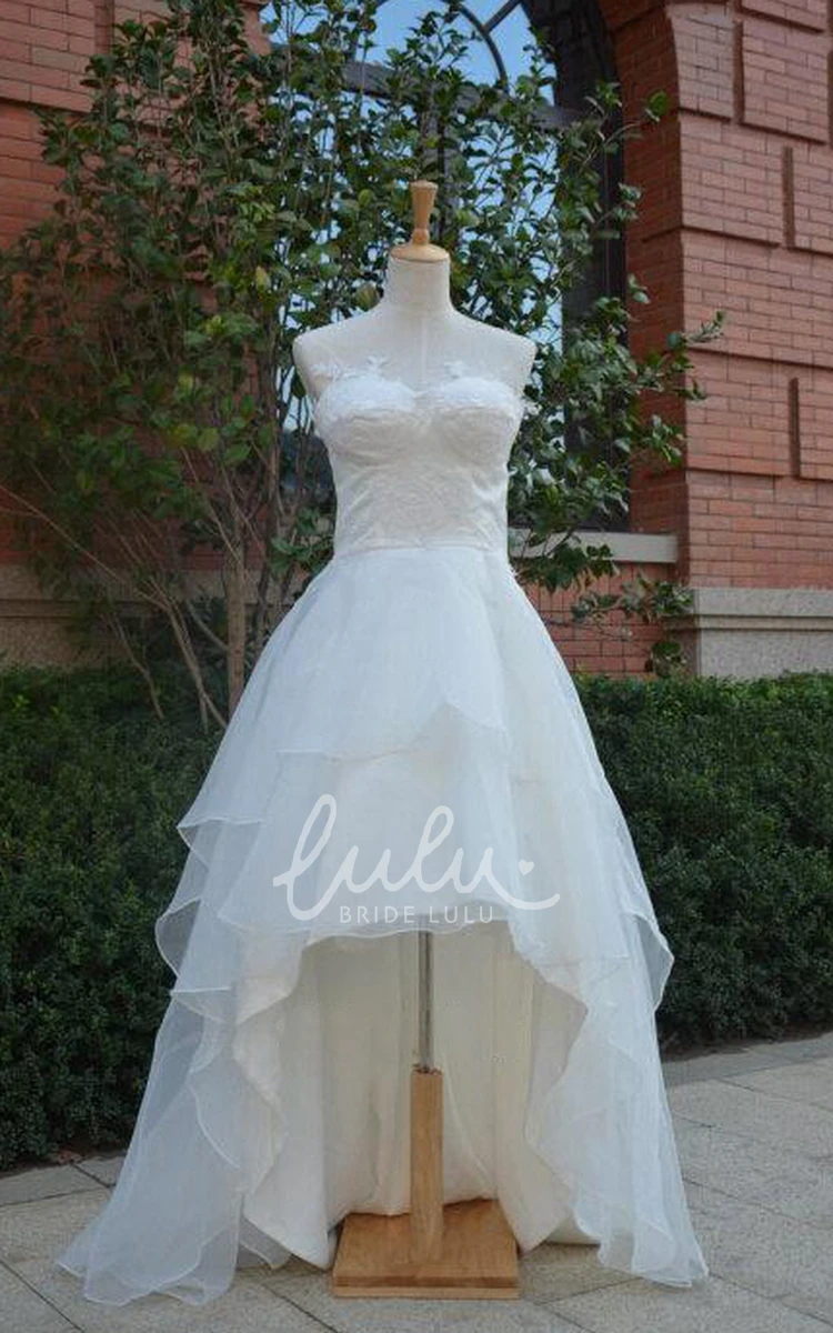High-Low Ruffled Chiffon Wedding Dress