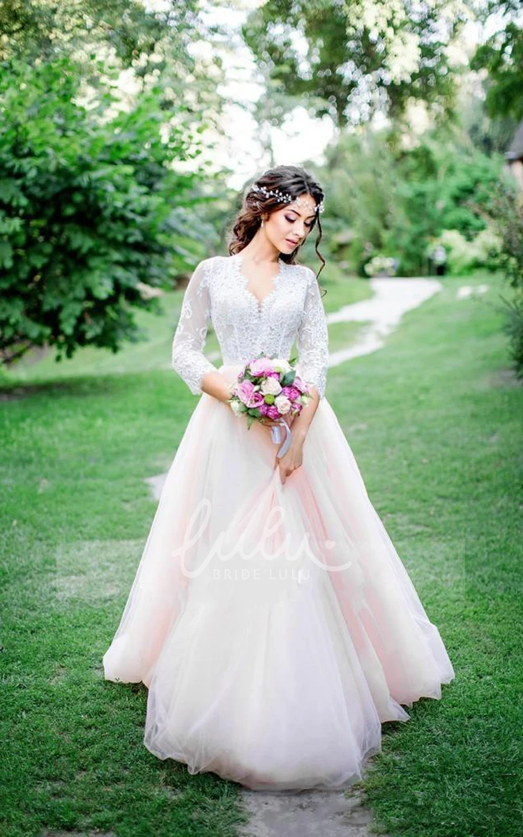 A-Line Lace Tulle Bell Sleeve Short Bridesmaid Dress