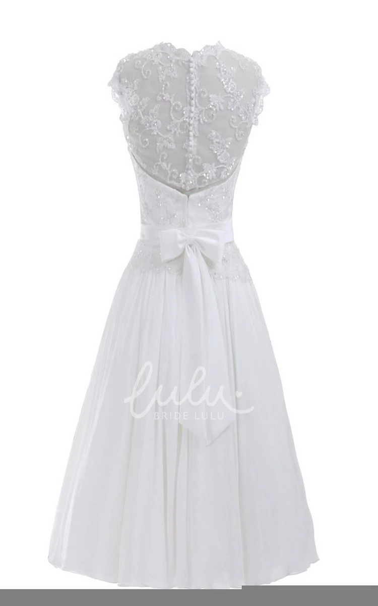 Knee-Length Sleeveless Chiffon Dress with High Neck and Beaded Appliques