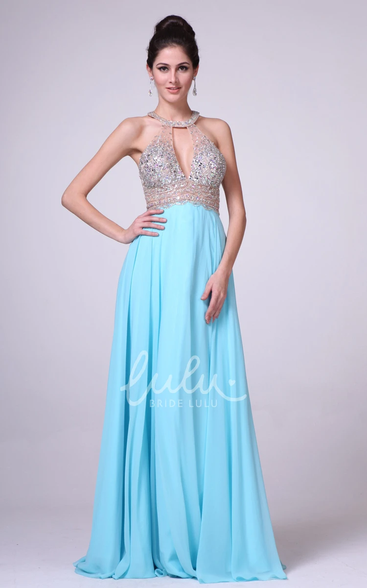 Chiffon Keyhole Bridesmaid Dress with Beading A-Line or Flowy