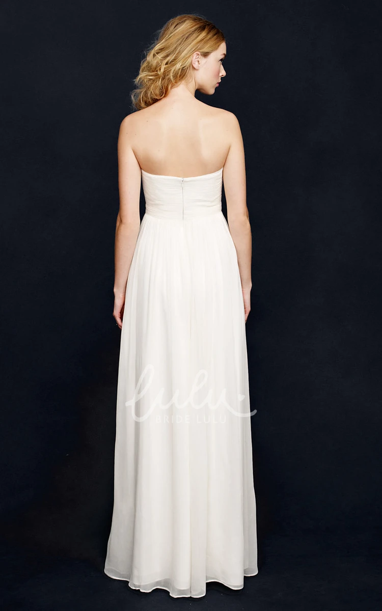 A-Line Empire Ruched Notched Long Wedding Dress Timeless Bridal Gown