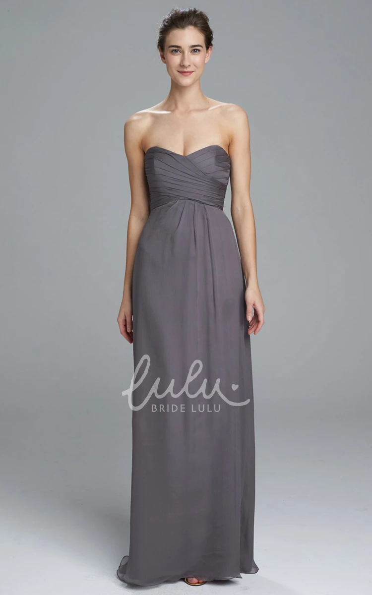 Sweetheart Sleeveless Chiffon Bridesmaid Dress with Criss-Cross Design and Floor-Length Cut