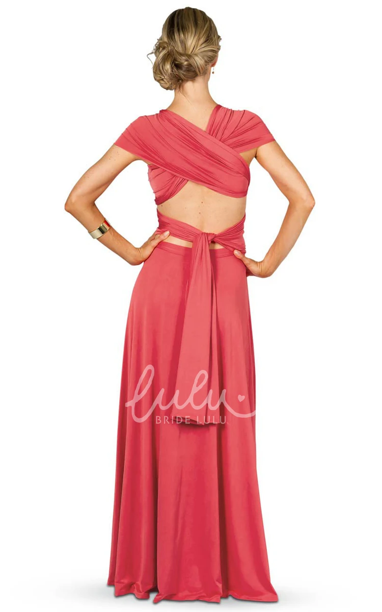 A-Line Chiffon Bridesmaid Dress with Bow Sleeveless Floor-Length Pleated