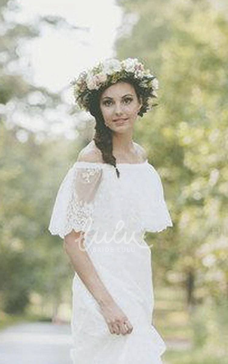 Vintage Lace Boho Wedding Dress with Light Fabric