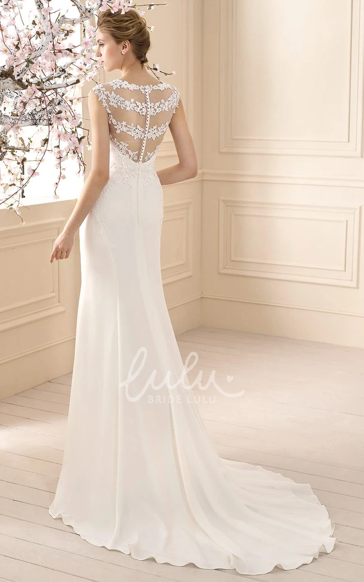 Appliqued Chiffon Strapped Wedding Dress Sleeveless Floor-Length