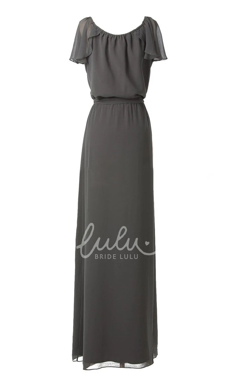 Petal Sleeve Knot Detail Floor-length Elegant Dress