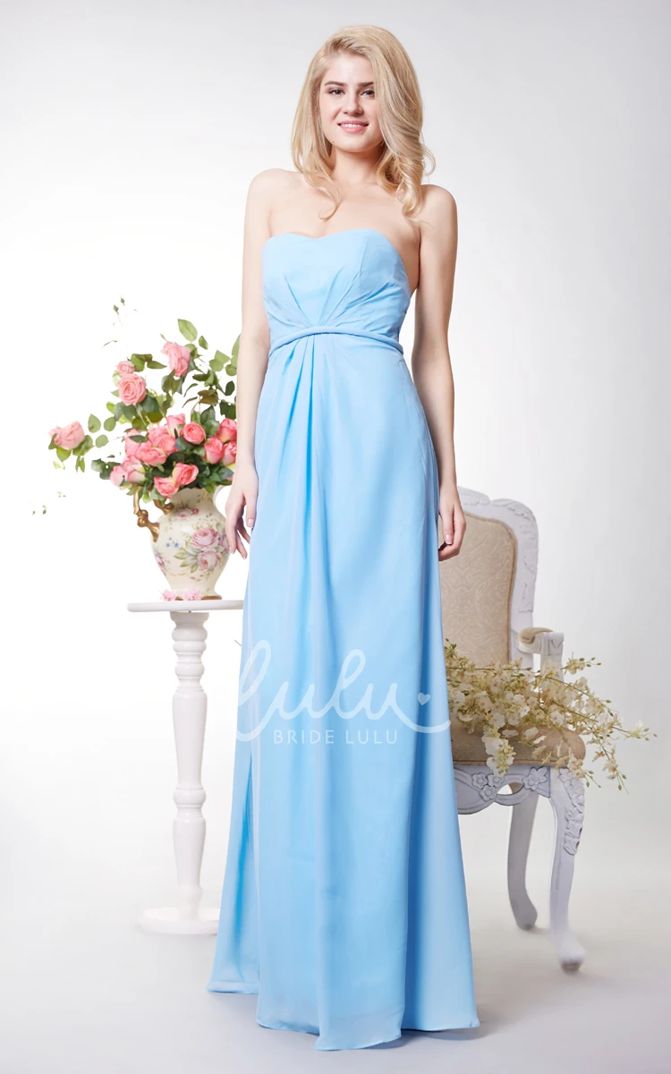 Strapless Chiffon Evening Dress with Open Back and Flowy Skirt