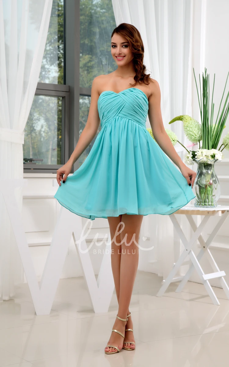 Sleeveless Chiffon Bridesmaid Dress with Sweetheart Ruching and Criss-Cross Back