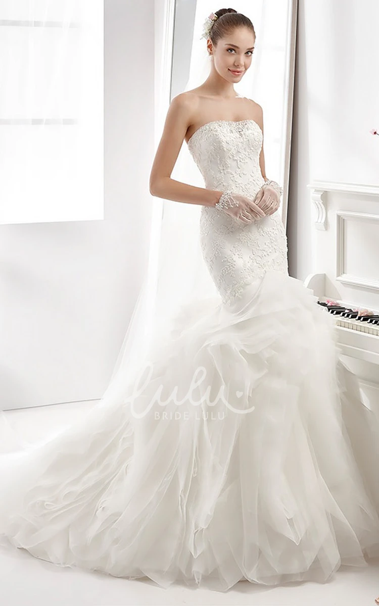 Mermaid Strapless Wedding Dress with Appliques and Sequins