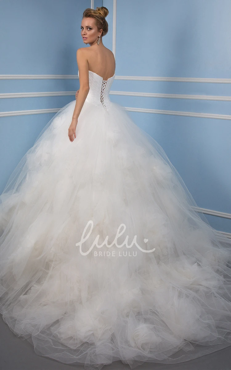 Floral Tulle Sweetheart Wedding Dress Floor-Length