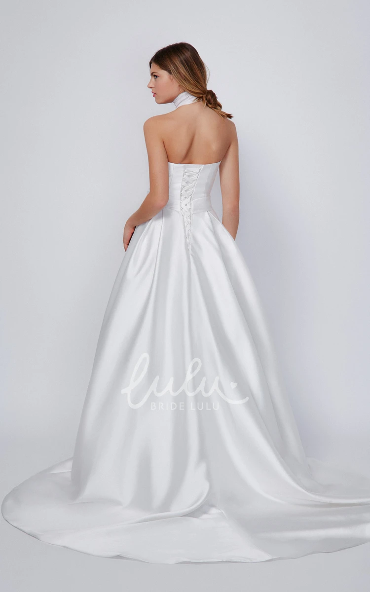 Strapless Sleeveless Satin A-Line Bridesmaid Dress with Floor-Length Skirt