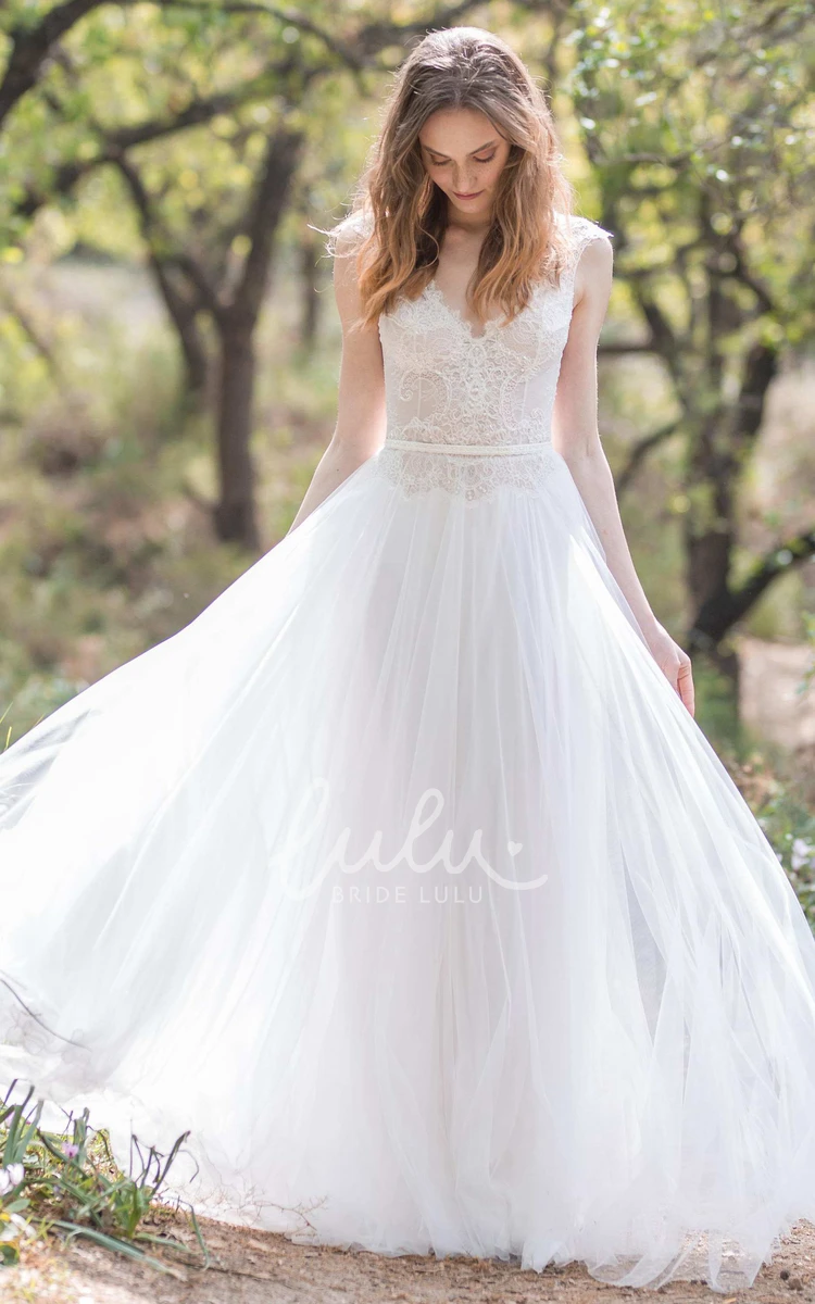 Chiffon Sheath Wedding Dress with Lace Romantic Bridal Gown