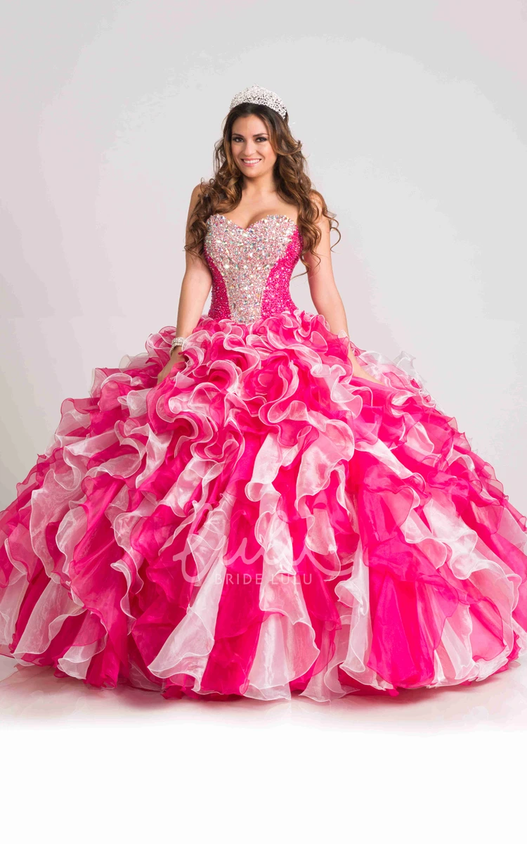 Lace-Up Back Ball Gown with Cascading Ruffles Formal Dress