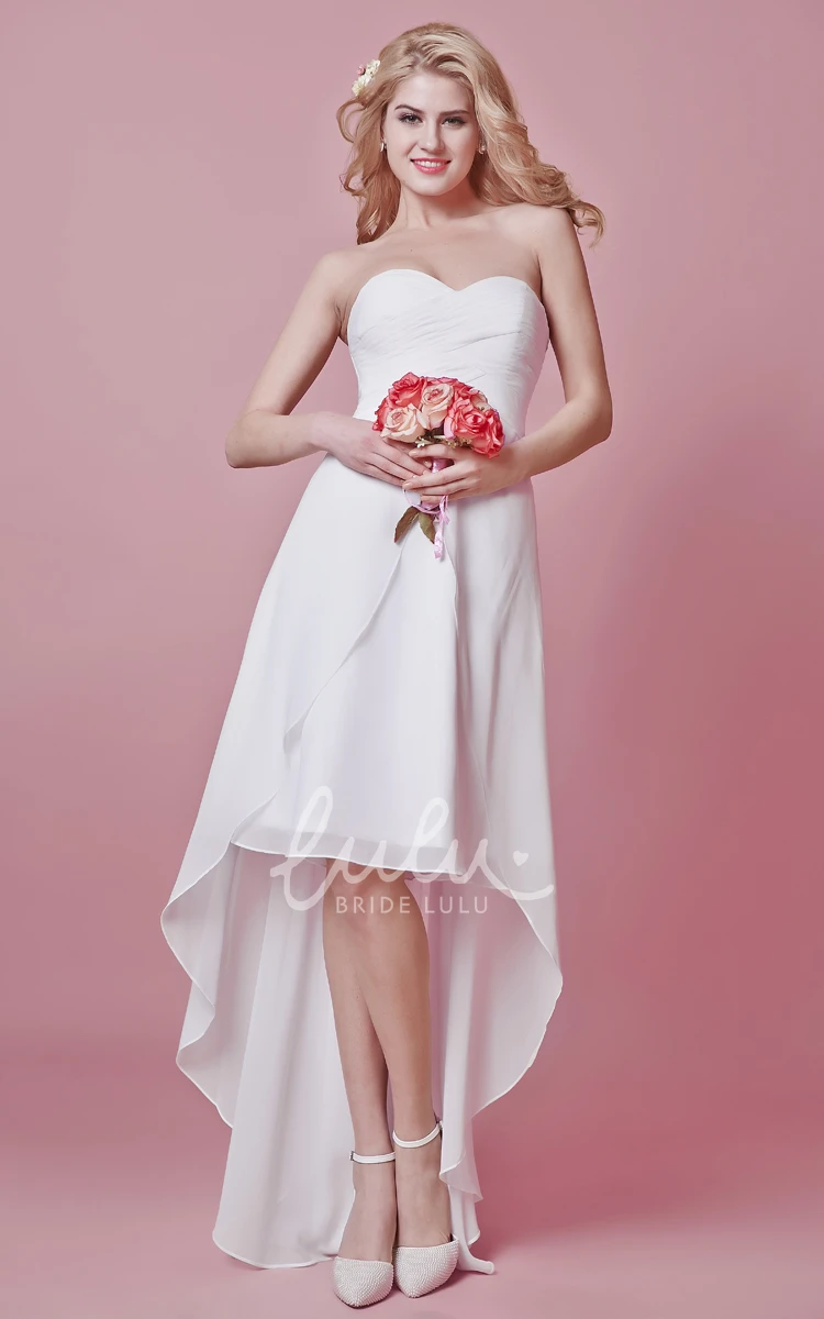 Sweetheart High-low Chiffon Wedding Dress with Chic Style