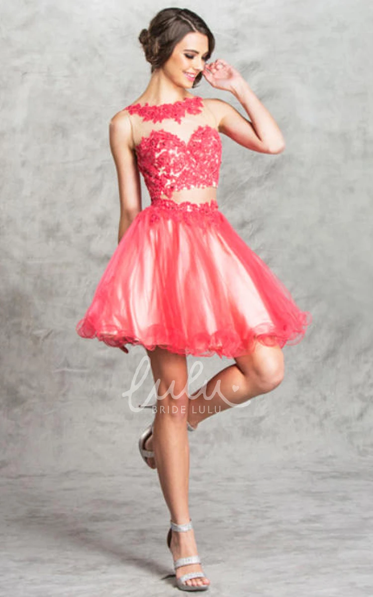 Illusion Applique Two-Piece A-Line Homecoming Dress