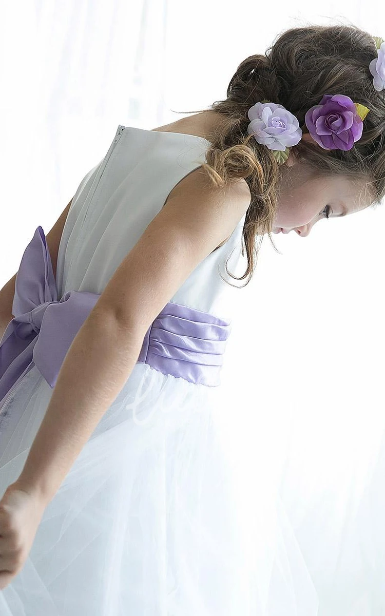 Split-Front Sequin Tea-Length Flower Girl Dress