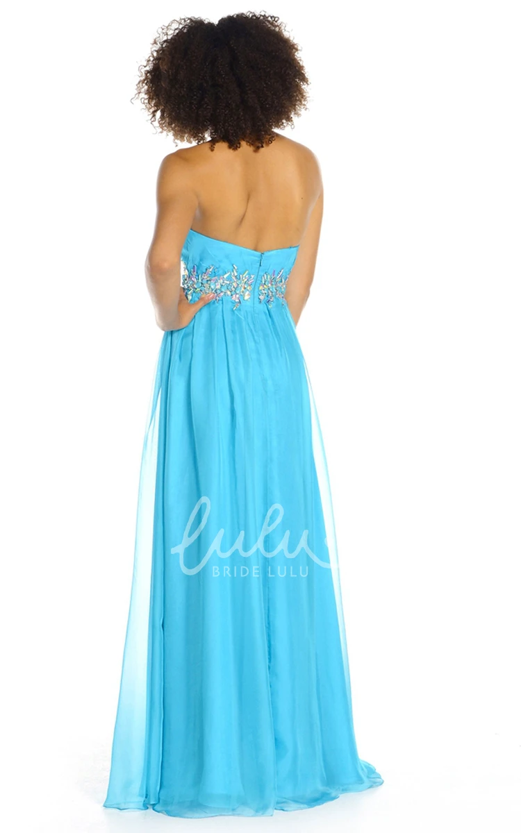 A-Line Sweetheart Ruched Prom Dress with Jewellery Waist Floor-Length Elegant Dress