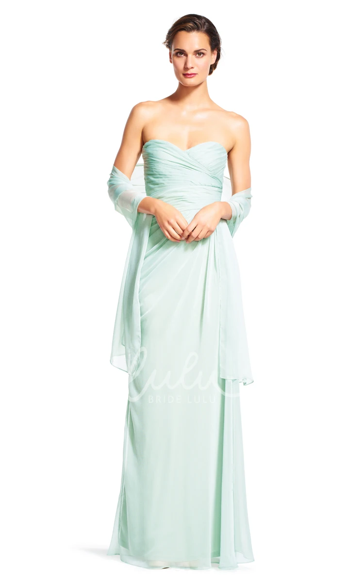 Sweetheart Sleeveless Chiffon Sheath Bridesmaid Dress Elegant Maxi Style