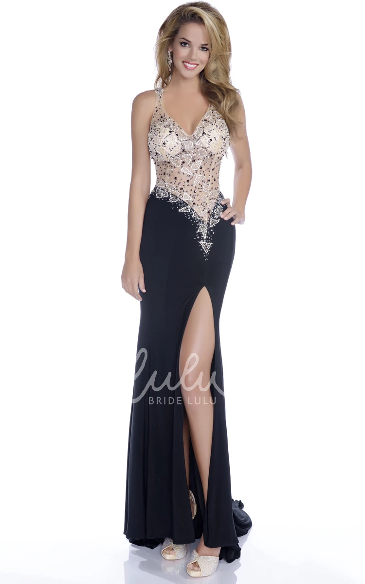 Sleeveless Asymmetrical Chiffon Prom Dress Side Slit Modern Gown