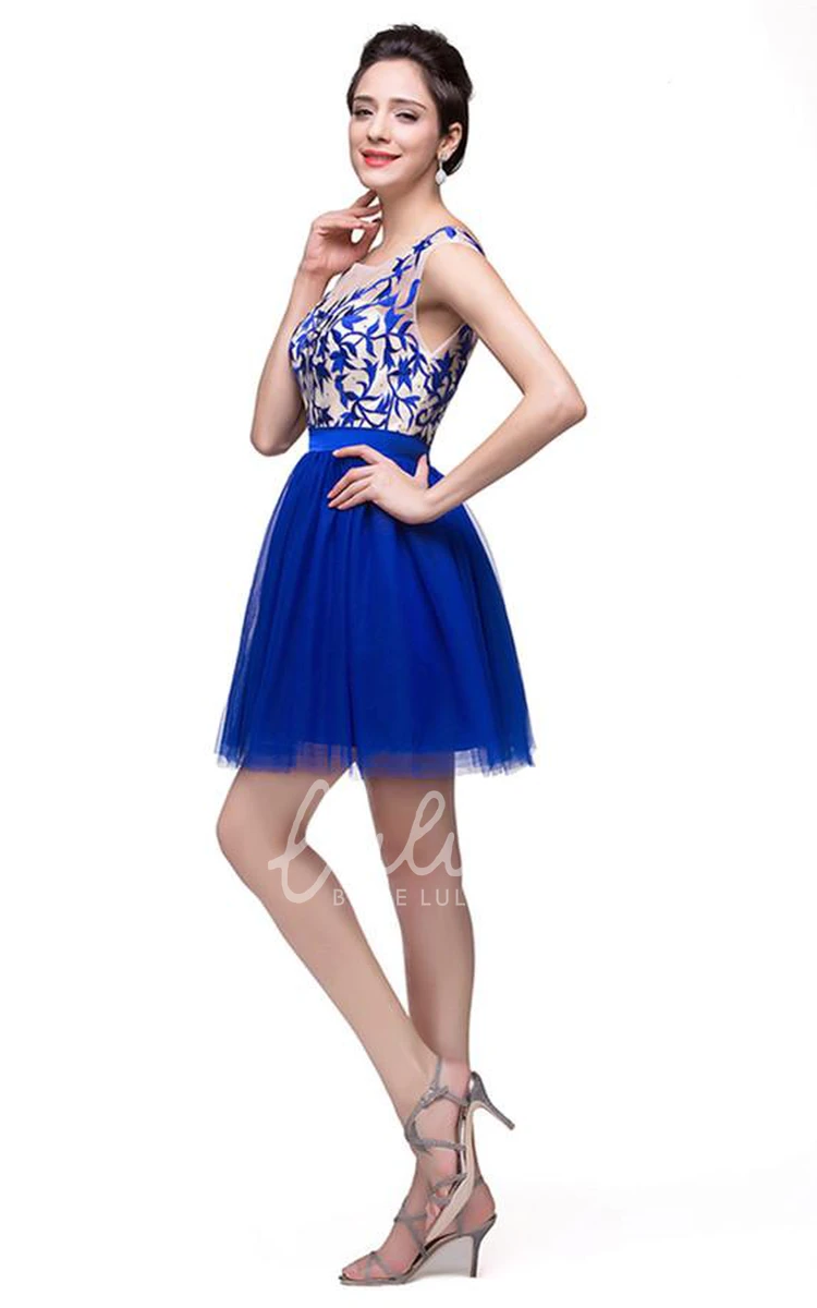 Sleeveless Short Homecoming Dress in Royal Blue with Appliques Elegant Bridesmaid Dress