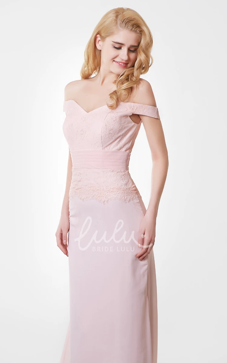Off-Shoulder Lace and Chiffon Dress for Elegant Occasions