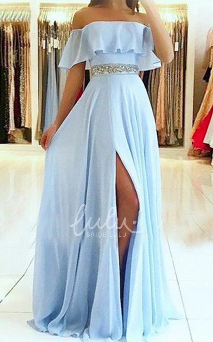 Modern Chiffon A-Line Prom Dress with Beading and Pleats Unique Prom Dress 2024