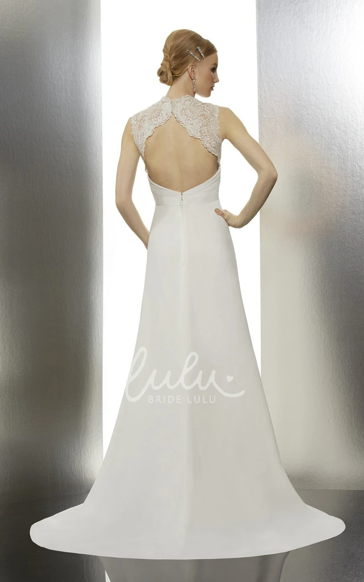 Ruched and Draped Lace A-Line Wedding Dress Sleeveless Unique Bridal Gown