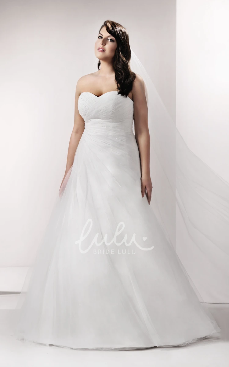 A-Line Pleated Wedding Dress with Sweetheart Neckline and Criss-Cross Back