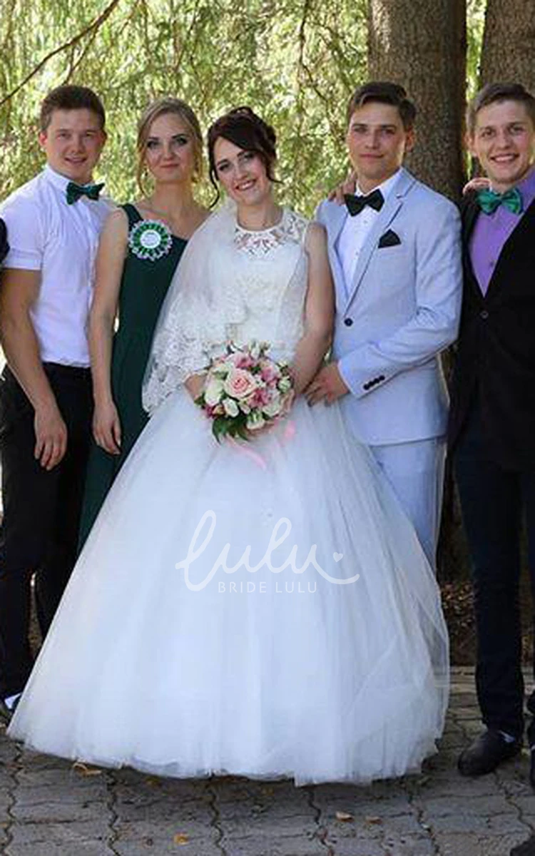 Tulle and Lace Jewel-neck Sleeveless Wedding Dress Ethereal & Unique