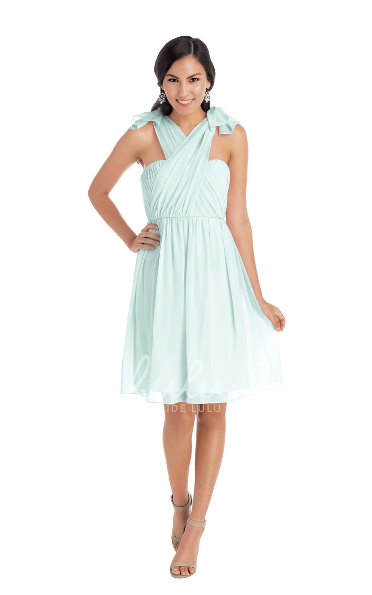 Knee-Length Sweetheart Sleeveless Chiffon Convertible Bridesmaid Dress Criss-Cross Muti-Color