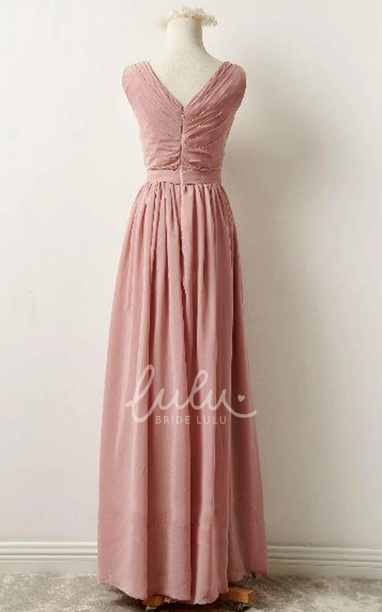 Flowy V-neck Chiffon Maxi Dress Perfect for Bridesmaids and Special Occasions