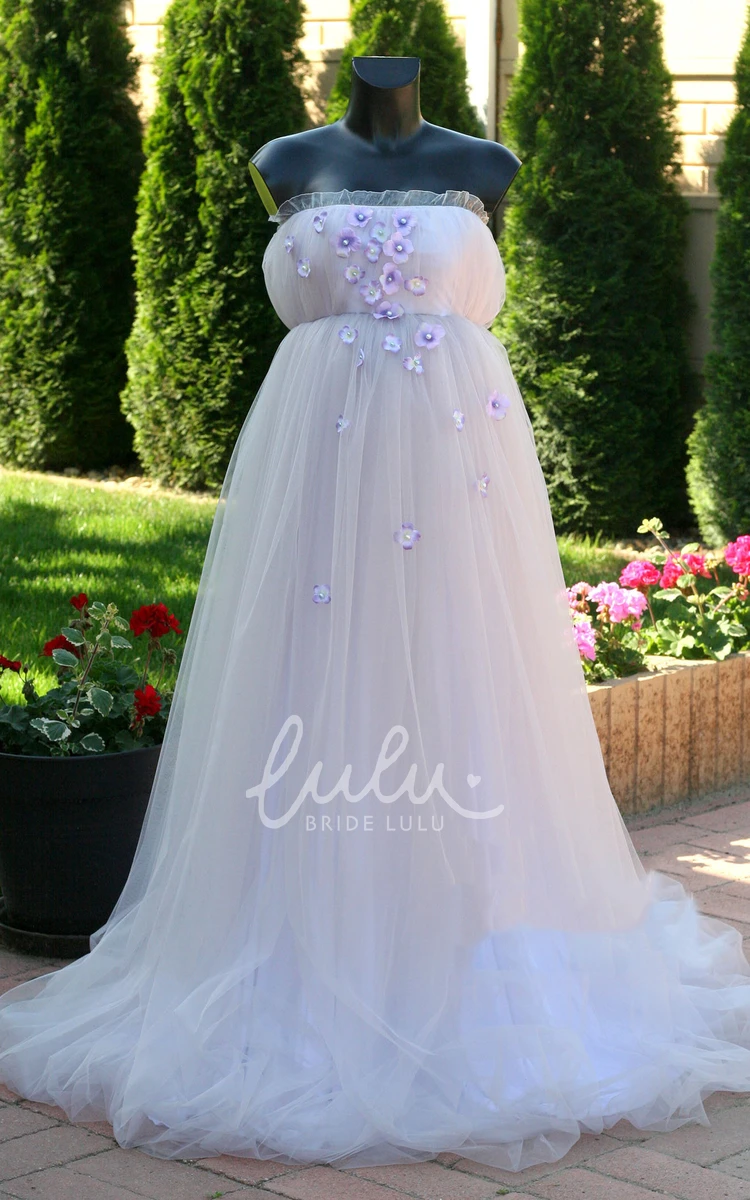 Sleeveless Empire Maternity Wedding Dress in A-Line Sweep Train