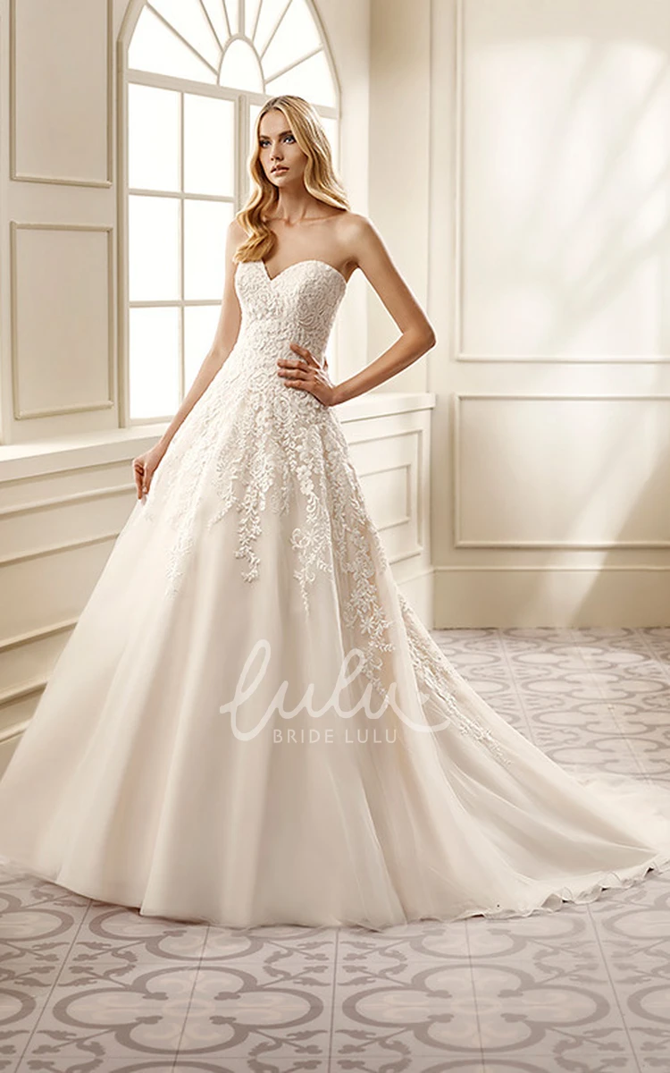 Lace Appliqued A-Line Wedding Dress Sleeveless Sweetheart Floor-Length