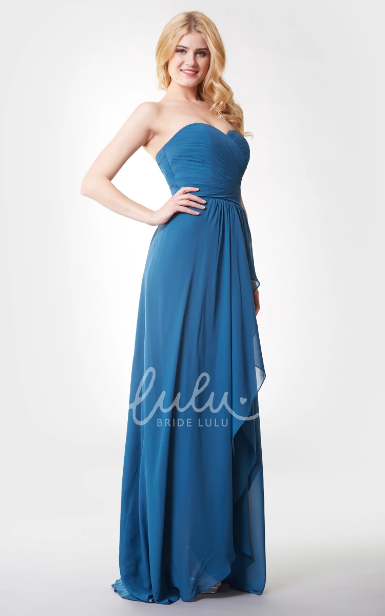 Sweetheart Ruched High-low Chiffon Beach Bridesmaid Dress