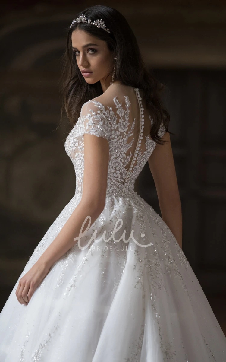 Tulle Applique Ball Gown Wedding Dress Romantic Bridal Gown